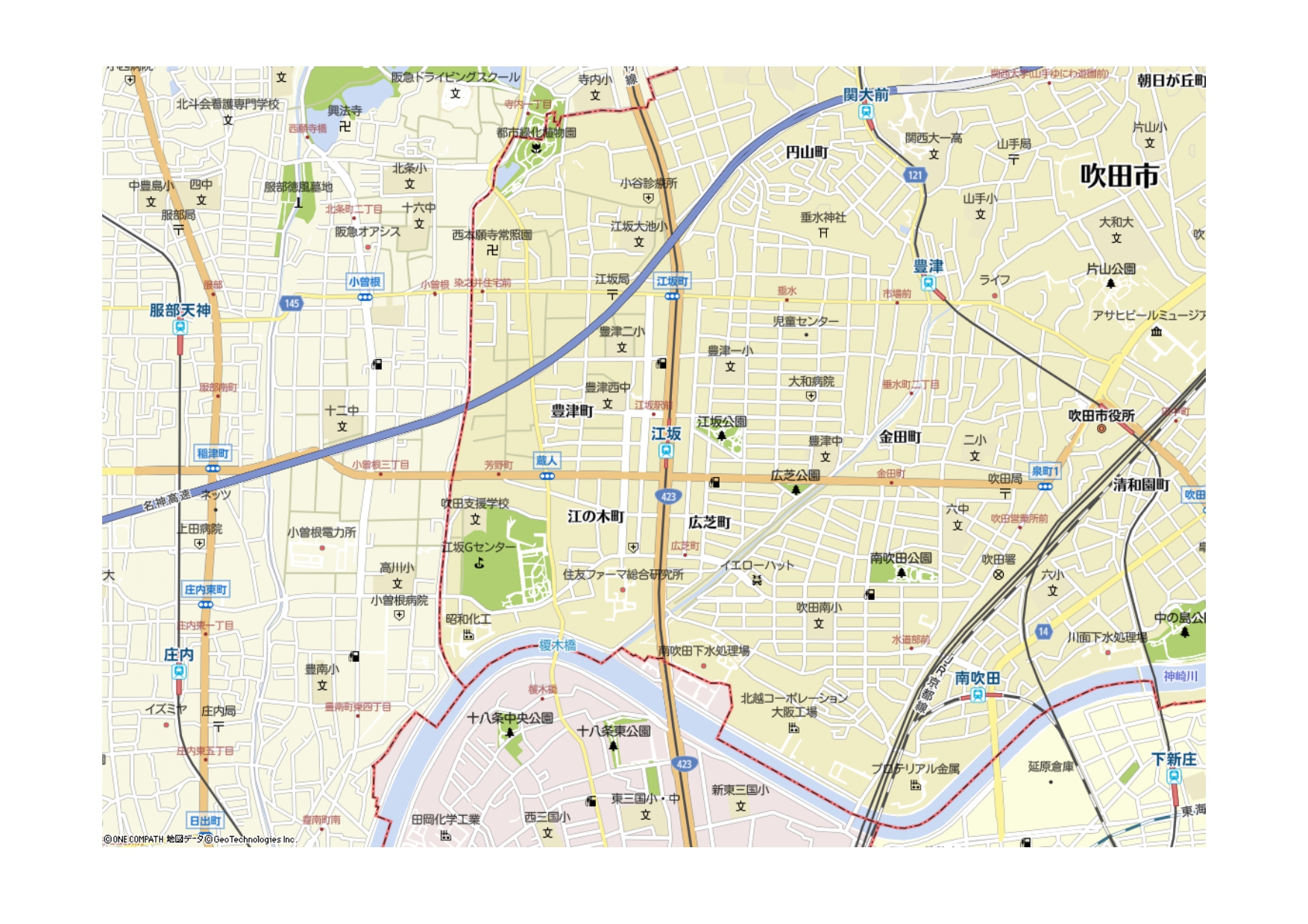 吹田市／人通りの多い生活道路沿い1階テナント